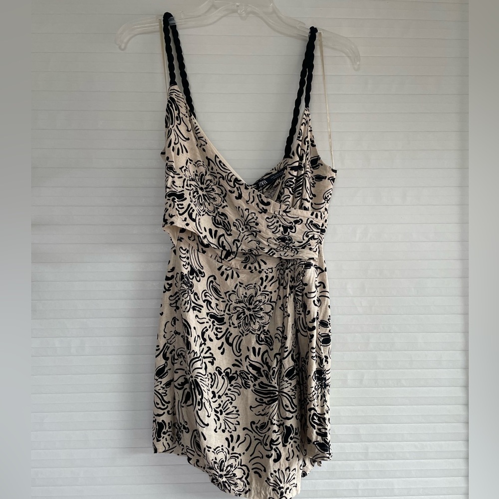 SOLD- Zara Tan Pattered Romper